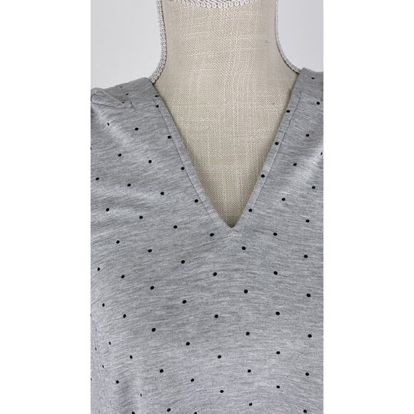 J Jill Seamed Polka Dot Hoodie Tunic Shirt Womens Size Small New Grey Black - Picture 6 of 15